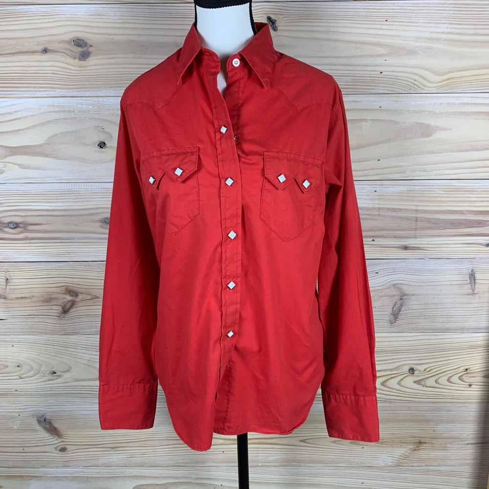 Rockmount Ranch Wear Western Shirt Women M 38 Red Pearl Snap Cotton USA